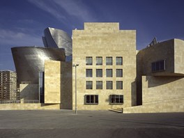 Smìrem k mìstu použil Frank Gehry kámen a klasické øady oken.
