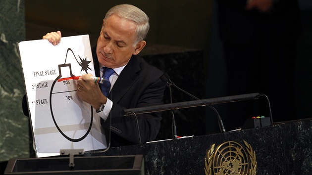 Izraelský premiér Benjamin Netanjahu upoutal pozornost Valného shromáždìní OSN