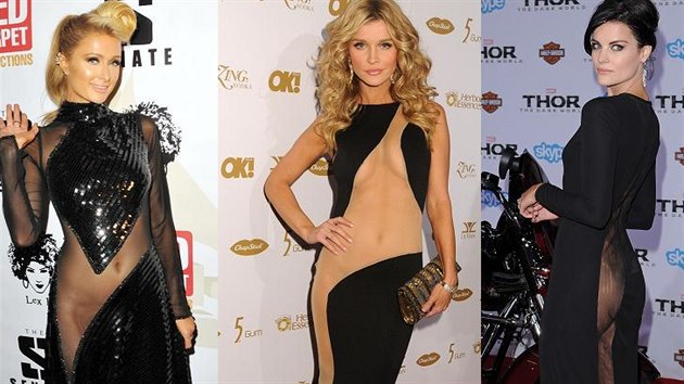 Šaty odhalující, že pod nimi žena nemá prádlo, jsou trendem mezi celebritami.