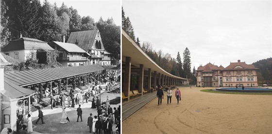 Luhaèovice v roce 1910 a dnes. Aktuální snímek je poøízen z mírnì odlišného...