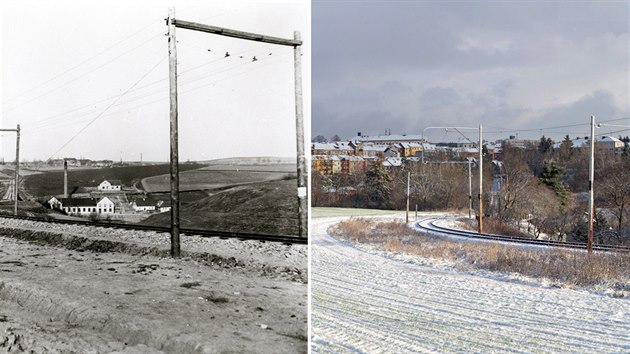 Železnièní tra u Tábora v roce 1903 a na aktuálním snímku