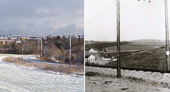Železnièní tra u Tábora v roce 1903 a na aktuálním snímku