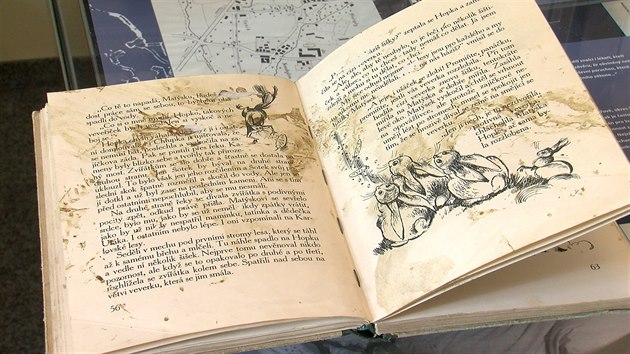 Dìtská kniha se stopami krve, která se našla na místì první Mrázkovy vraždy