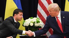 Americký prezident Donald Trump (vpravo) a jeho ukrajinský protìjšek Volodymyr...
