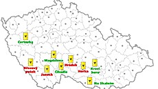 9 pùvodních lokalit vybraných pro stavbu hlubinného úložištì pro jaderný odpad,...