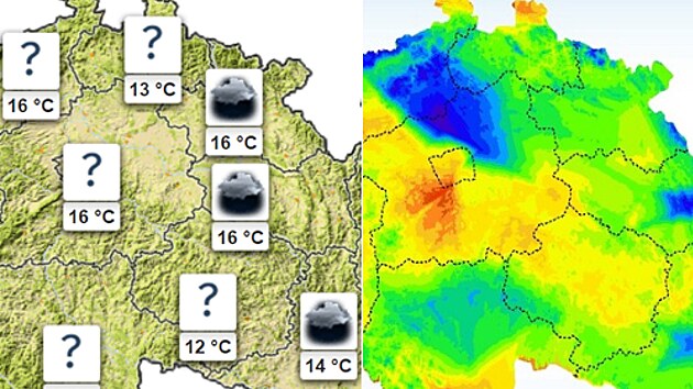 Topografická a teplotní mapa