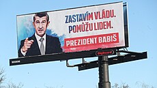 Volební billboard Andreje Babiše v Praze na Jižní spojce (16. ledna 2023)
