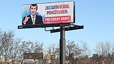 Volební billboard Andreje Babiše v Praze na Jižní spojce. (16. ledna 2023)