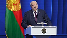 Bìloruský prezident Alexandr Lukašenko bìhem projevu k národu (31. bøezna 2023)