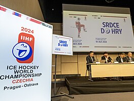 Tisková konference k pøedstavení loga pro MS v hokeji 2024.