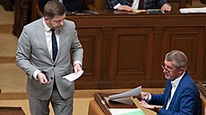 Ministr vnitra Vít Rakušan a bývalý premiér, pøedseda ANO Andrej Babiš ve...