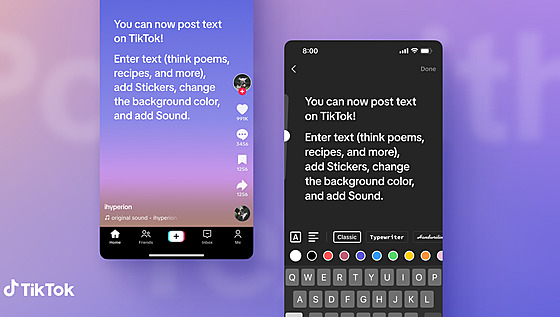 TikTok novì nabízí možnost sdílet textové zprávy