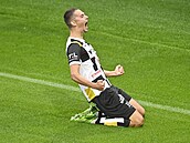 Královéhradecký Daniel Horák se raduje z gólu.
