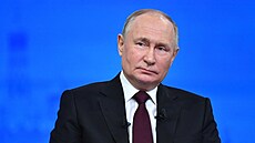 Ruský prezident Vladimir Putin na výroèní tiskové konferenci (14. prosince 2023)