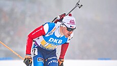 Michal Krèmáø pøi štafetovém závodì v nìmeckém Oberhofu.