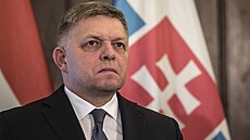 Slovenský premiér Robert Fico na tiskové konferenci po jednání pøedsedù vlád V4...