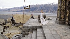 Miranda Otto jako štítonoška Éowyn ve filmovém zpracování Pána prstenù
