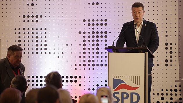 Pøedseda SPD Tomio Okamura na snìmu. (13. dubna 2024)