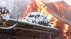 Požár døevìné chalupy na kraji Vsetína (21. dubna 2024)