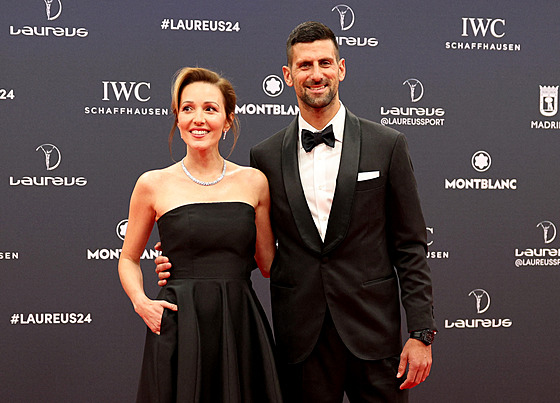 Novak Djokoviè s manželkou Jelenou na vyhlášení cen Laureus.