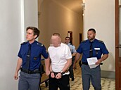 Muž z Ukrajiny Oleksandr S. pøichází do soudní sínì Krajského soudu v Plzni....