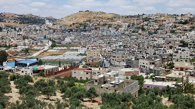 Celkový pohled na uprchlický tábor Fawwar nedaleko Hebronu na Izraelem okupovaném Západním bøehu Jordánu. (13. kvìtna 2024)