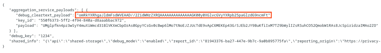 Debug cleartext payload from report body.