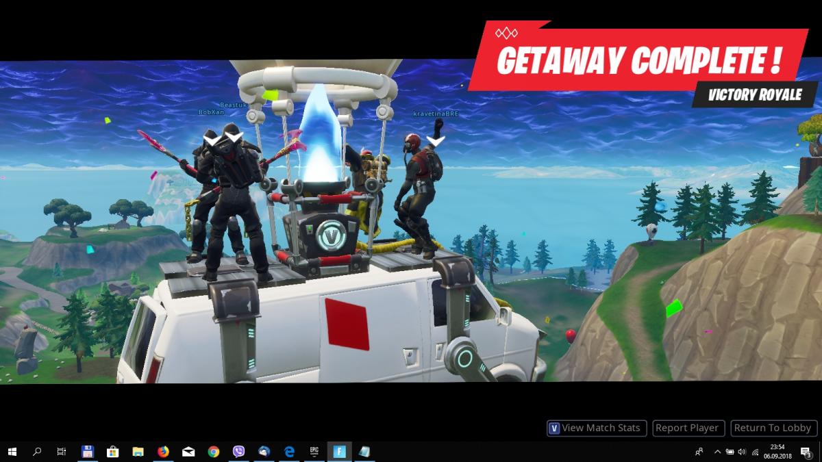 Výhra týmu Výhra Fortnite