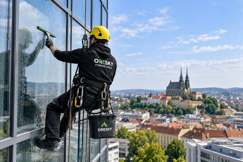 Výškové mytí oken bez rizika a šmouh na fasádách v Brně a okolí